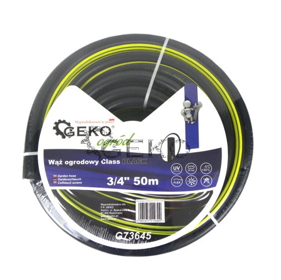 Geko szövetszál erősítésű locsoló tömlő fekete-sárga 3/4"/50