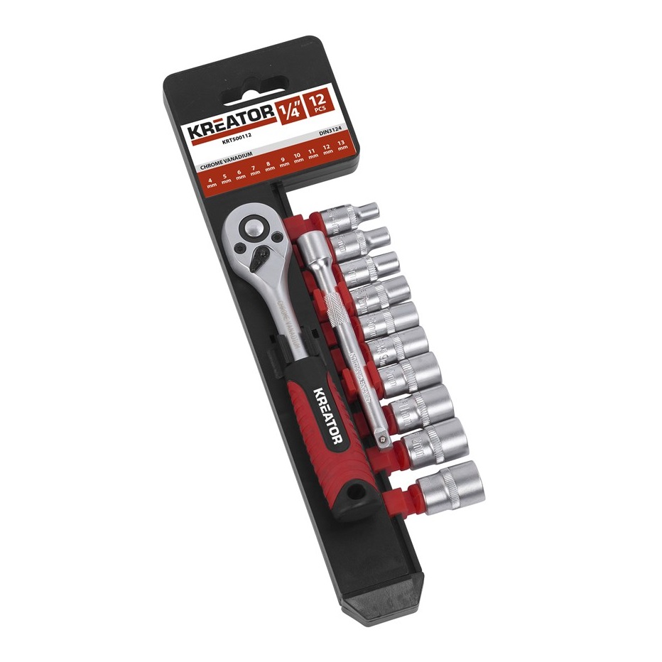 Kreator 12 részes dugókulcs készlet 1/4″ , 4-13mm
