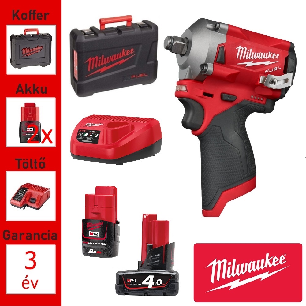 Milwaukee akkus ütvecsavarozó (1/2",2 akku 12V) 40-300Nm