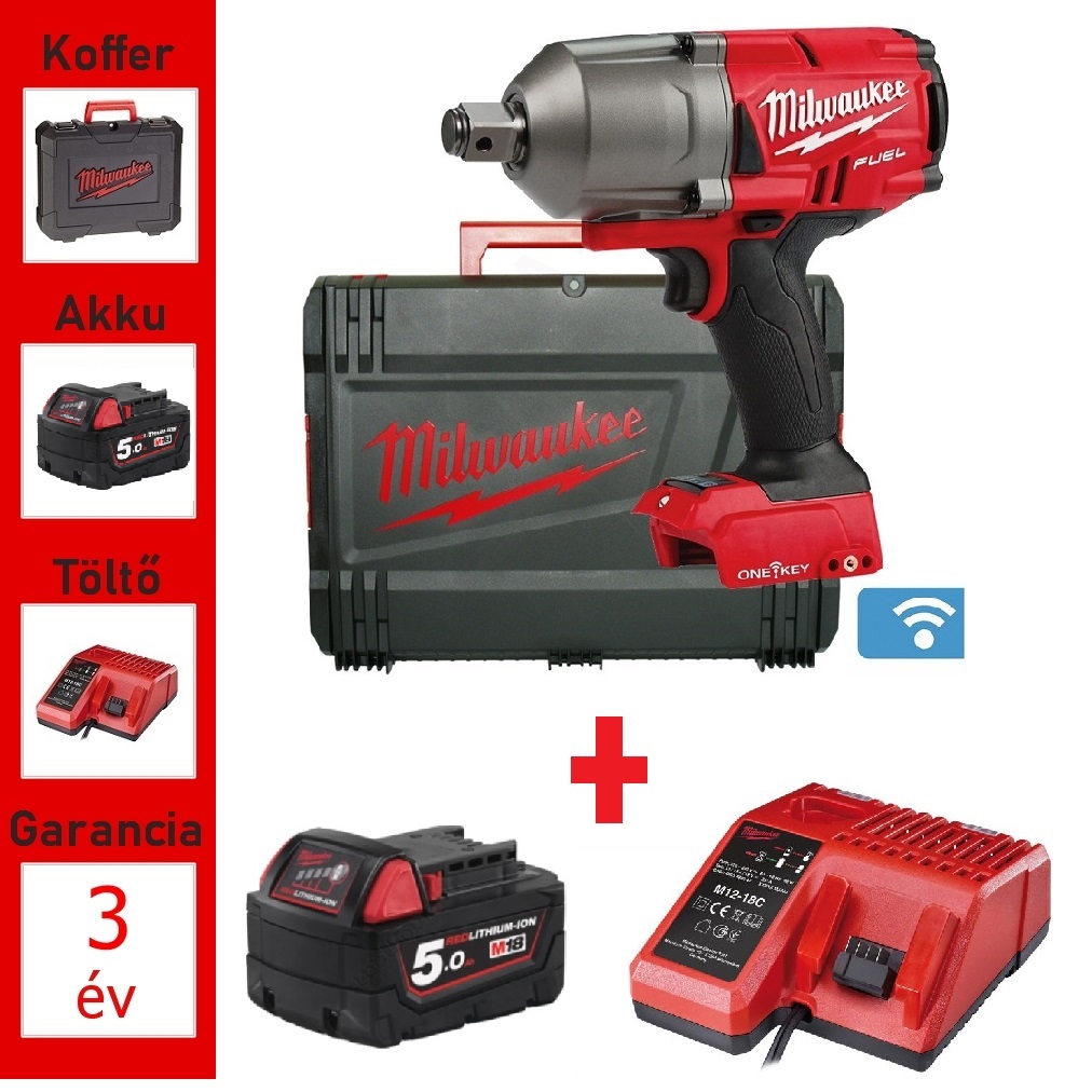 Milwaukee akkus ütvecsavarozó 1627Nm /3/4"+ 5Ah akku + töltő