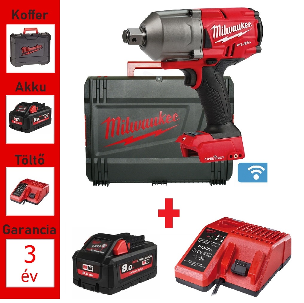 Milwaukee akkus ütvecsavarozó 1627Nm /3/4"+ 8Ah akku + töltő