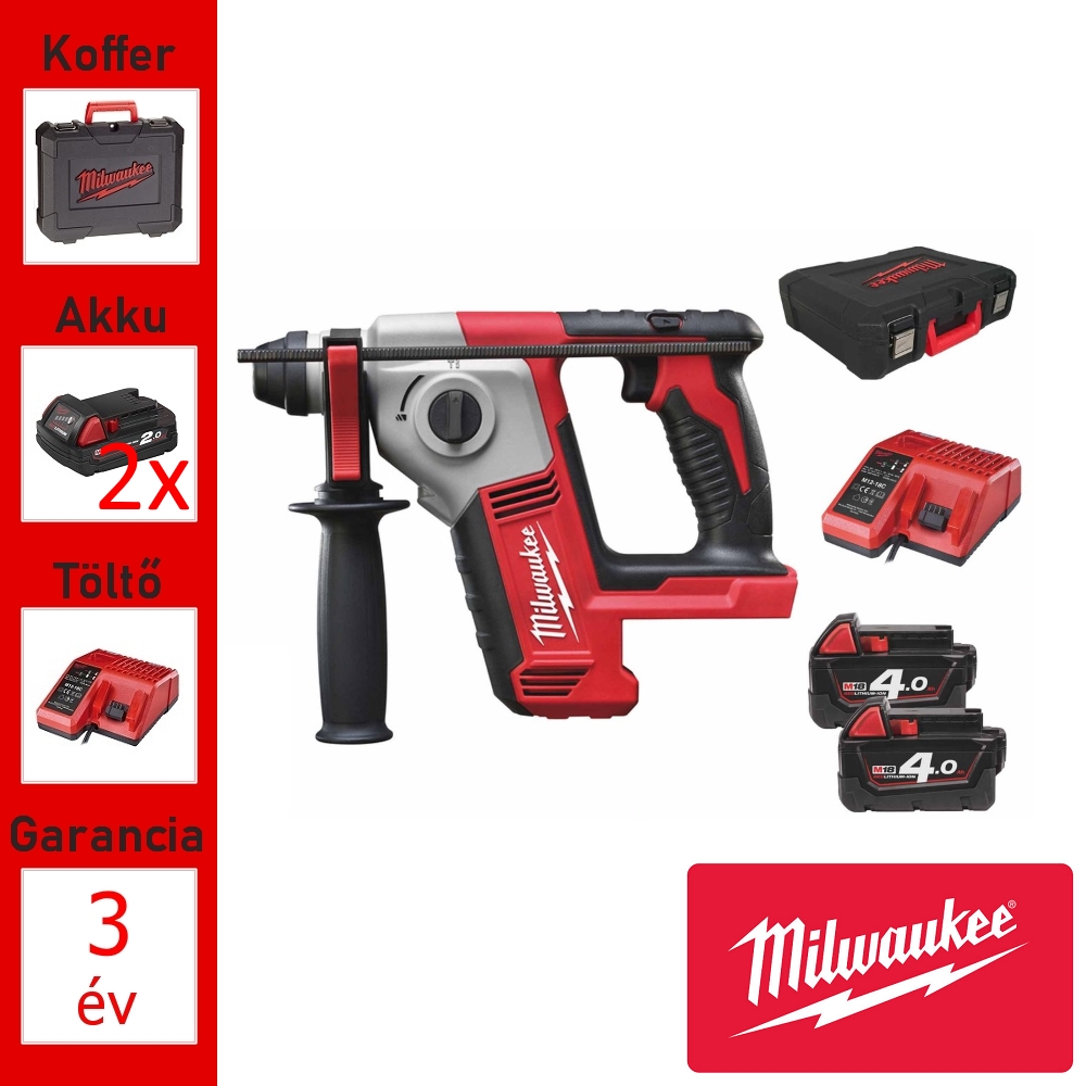 Milwaukee akkus fúrókalapács +koffer (1,2J/2x4,0Ah/18V)