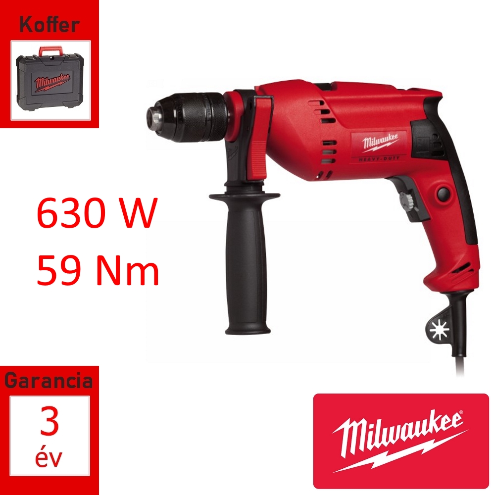 Milwaukee ütvefúrógép 630W 59Nm