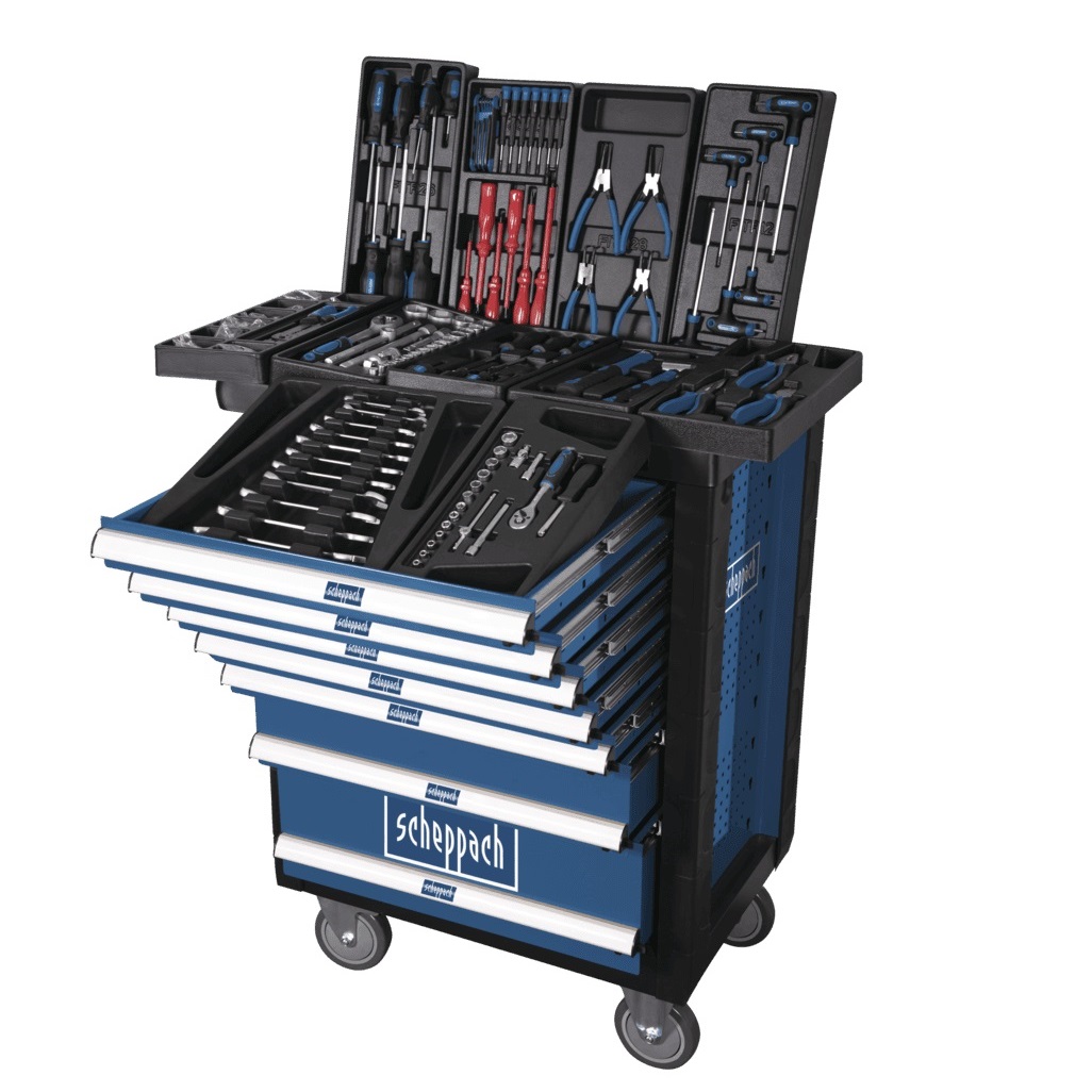 Scheppach 7 fiókos 263 részes szerszámoskocsi 780x460x970 mm