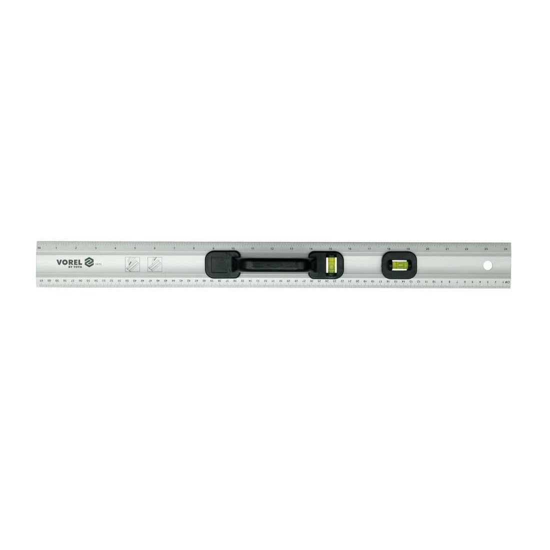 Vorel 600mm alumínium vonalzó, fogantyúval, vízmértékkel